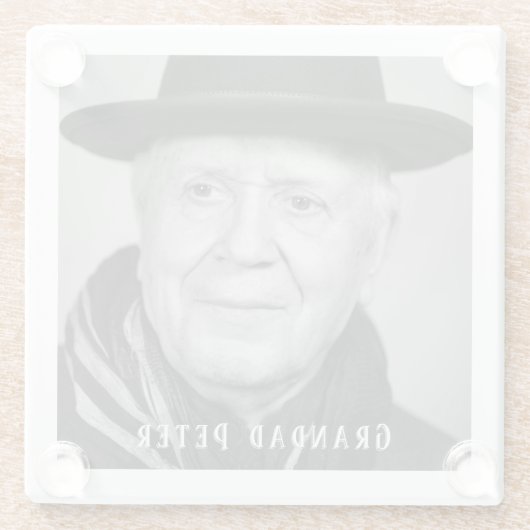 In liefdevolle herinnering opa zwart wit foto glazen onderzetter (Achterkant)