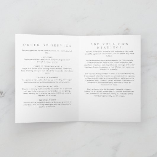 In liefdevolle herinnering overlijdensbericht mini programma (Binnen)