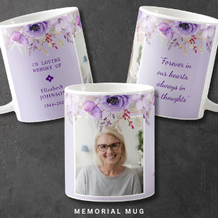 In liefdevolle herinnering Paarse Bloemen Memorial Koffiemok