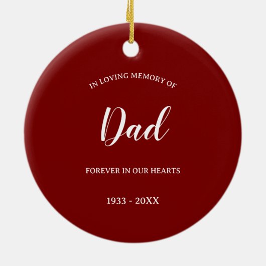 In liefdevolle herinnering papa Afbeelding Red Mem Keramisch Ornament (Achterkant)