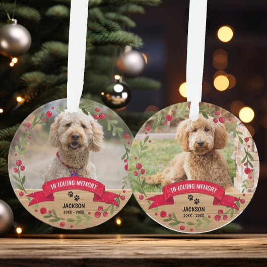 In liefdevolle herinnering Pet Memorial 2-foto Kee Ornament