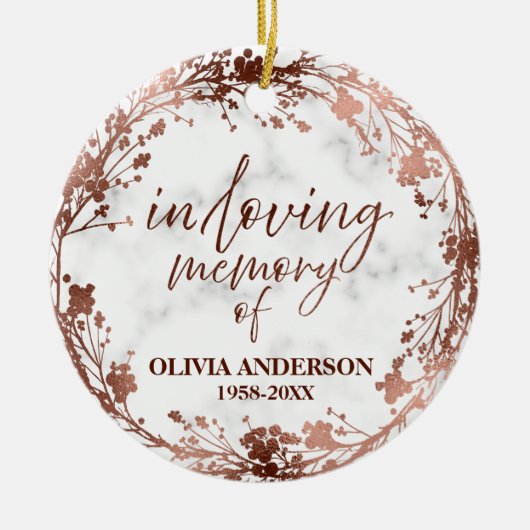 In liefdevolle herinnering Roos Folie Foto Memoria Keramisch Ornament (Voorkant)