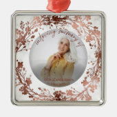 In liefdevolle herinnering Roos Folie Foto Memoria Metalen Ornament (Voorkant)