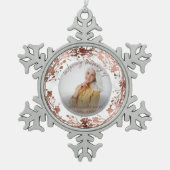 In liefdevolle herinnering Roos Folie Foto Memoria Tin Sneeuwvlok Ornament (Voorkant)