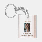 In liefdevolle herinnering roze begrafenis gedenkt sleutelhanger (Voorkant Links)