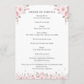 In liefdevolle herinnering Roze Waterverf Bloemenm Programmakaart (Achterkant)