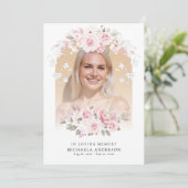 In liefdevolle herinnering Roze Waterverf Bloemenm Programmakaart (Staand voorkant)