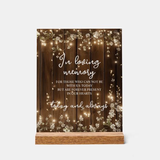 In liefdevolle herinnering String Lights Wood Memo Acryl Bord (Voorkant)