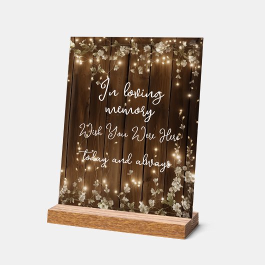 In liefdevolle herinnering String Lights Wood Memo Acryl Bord (Hoek)