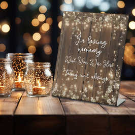 In liefdevolle herinnering String Lights Wood Memo Reclamebord Met Voetstuk