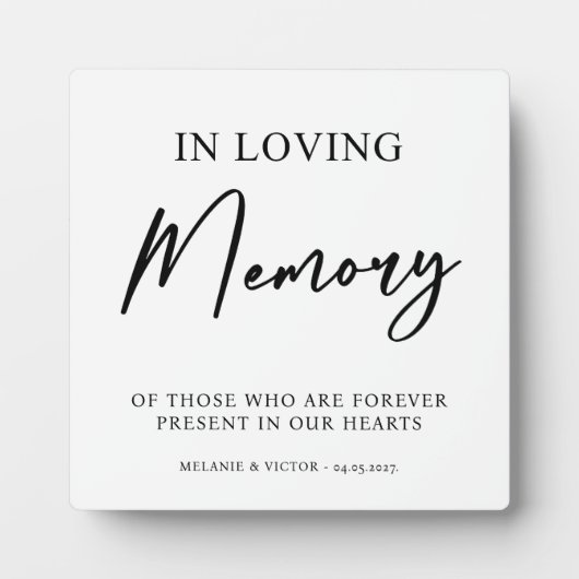 In liefdevolle herinnering Trouwbord Fotoplaat (Voorkant)