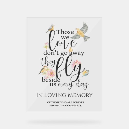 In liefdevolle herinnering Trouwtafel Memorial Acryl Bord (Voorkant)