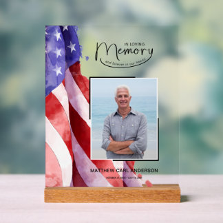 In liefdevolle herinnering US Flag Funeral Memoria Acryl Bord