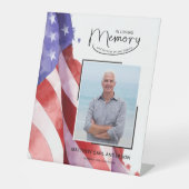 In liefdevolle herinnering US Flag Funeral Memoria Reclamebord Met Voetstuk (Voorkant)