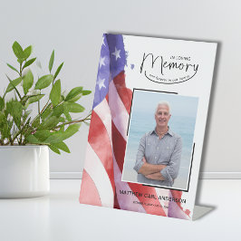 In liefdevolle herinnering US Flag Funeral Memoria Reclamebord Met Voetstuk