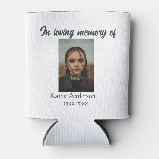 In liefdevolle herinnering van add naam gedenkteke blikjeskoeler (Voorkant)