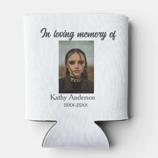 In liefdevolle herinnering van add naam gedenkteke blikjeskoeler (Achterkant)