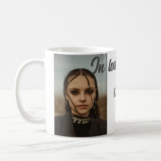 In liefdevolle herinnering van add naam gedenkteke koffiemok (Links)