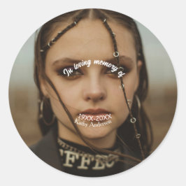 In liefdevolle herinnering van add naam gedenkteke ronde sticker