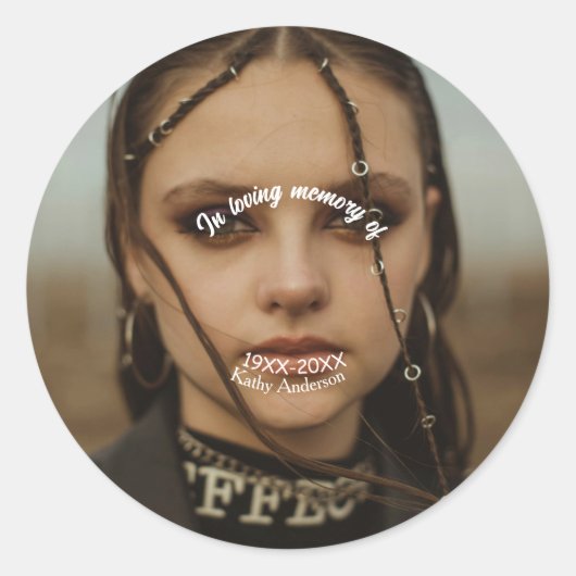 In liefdevolle herinnering van add naam gedenkteke ronde sticker (Voorkant)