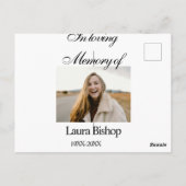 In liefdevolle herinnering van begrafenis houden n briefkaart (Achterkant)