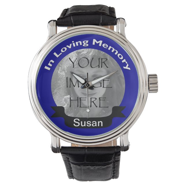 In liefdevolle herinnering van blauw fotohorloge horloge (Voorkant)