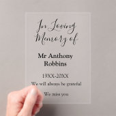 In Liefdevolle herinnering van naam begrafenis her Acryl Uitnodigingen (Insitu (Draagbaar))