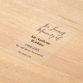 In Liefdevolle herinnering van naam begrafenis her Acryl Uitnodigingen (Laagn)