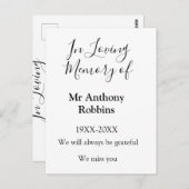 In Liefdevolle herinnering van naam begrafenis her Briefkaart (Voorkant / Achterkant)