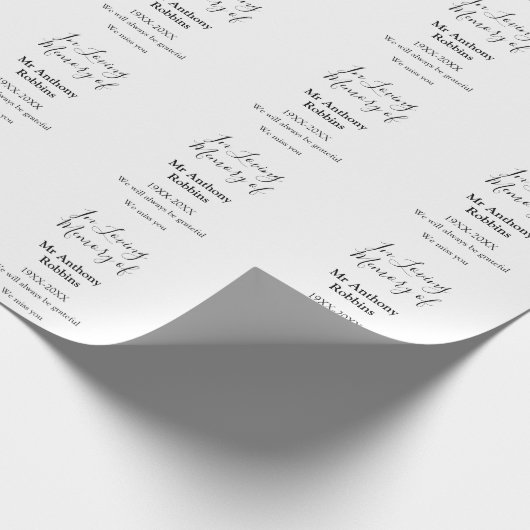 In Liefdevolle herinnering van naam begrafenis her Cadeaupapier (Hoek)