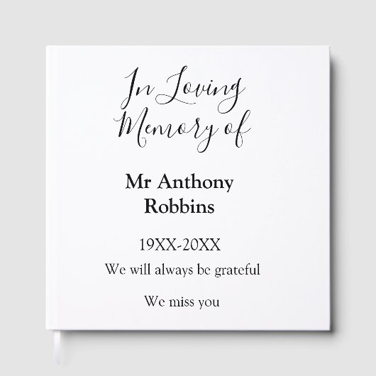 In Liefdevolle herinnering van naam begrafenis her Gastenboek (Voorkant)