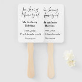 In Liefdevolle herinnering van naam begrafenis her Handwaaier (Voorkant en achterkant)