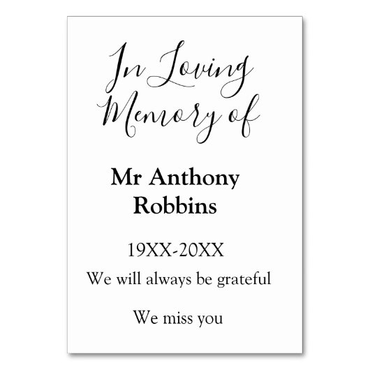 In Liefdevolle herinnering van naam begrafenis her Kaart (Voorkant)