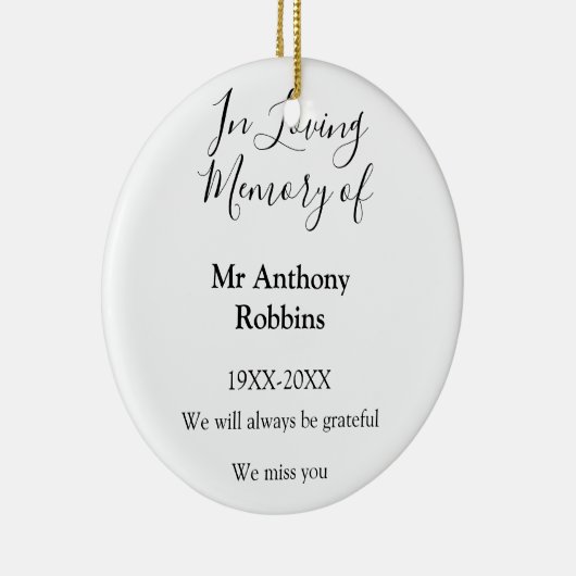 In Liefdevolle herinnering van naam begrafenis her Keramisch Ornament (Rechts)