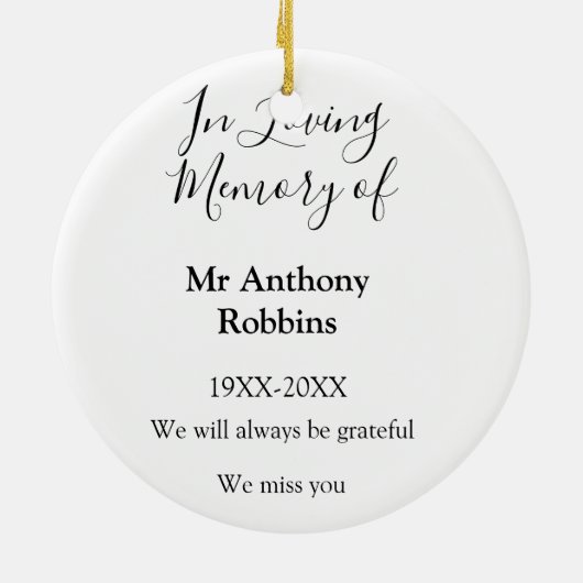In Liefdevolle herinnering van naam begrafenis her Keramisch Ornament (Achterkant)