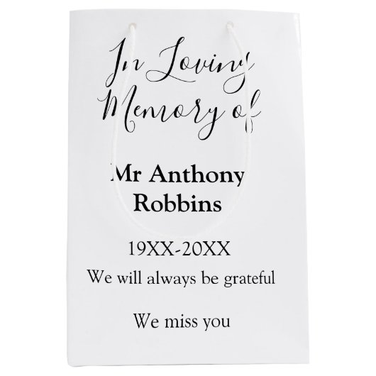 In Liefdevolle herinnering van naam begrafenis her Medium Cadeauzakje (Voorkant)