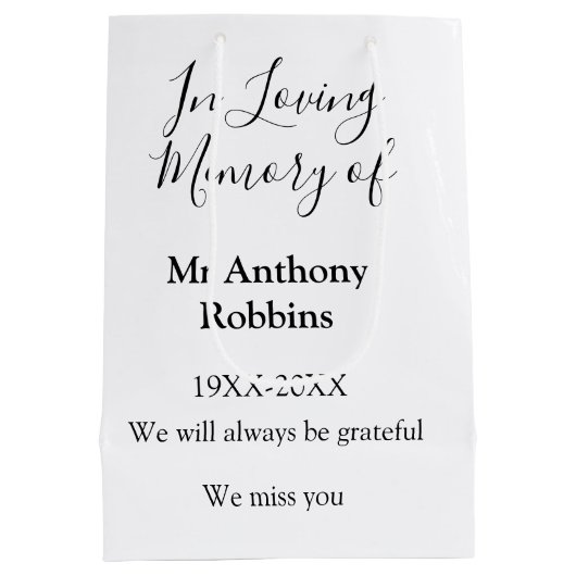 In Liefdevolle herinnering van naam begrafenis her Medium Cadeauzakje (Achterkant)