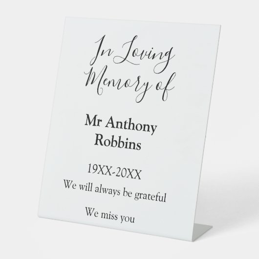 In Liefdevolle herinnering van naam begrafenis her Reclamebord Met Voetstuk (Voorkant)