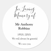 In Liefdevolle herinnering van naam begrafenis her Ronde Sticker (Voorkant)