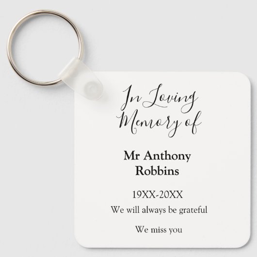 In Liefdevolle herinnering van naam begrafenis her Sleutelhanger (Voorkant)