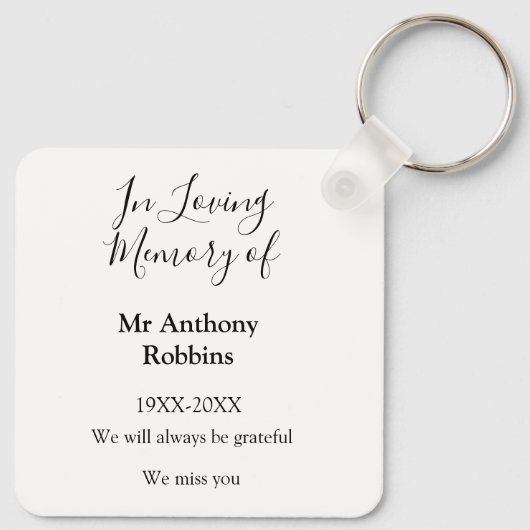 In Liefdevolle herinnering van naam begrafenis her Sleutelhanger (Achterkant)