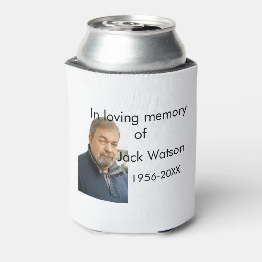 In liefdevolle herinnering van naam jaar foto mode blikjeskoeler (Blikje Achterkant)