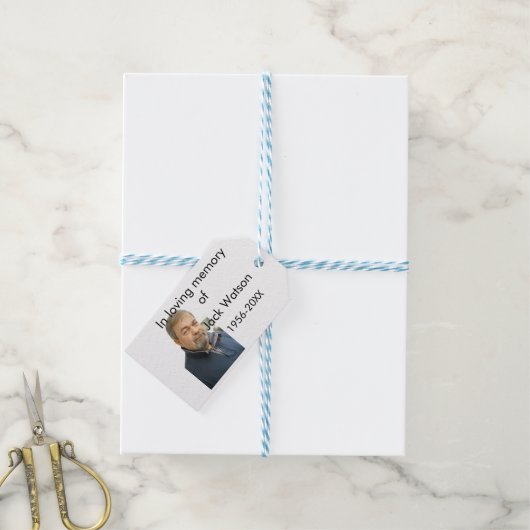 In liefdevolle herinnering van naam jaar foto mode cadeaulabel (Met Touw)