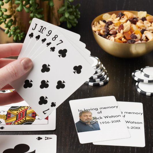 In liefdevolle herinnering van naam jaar foto mode pokerkaarten (Insitu)