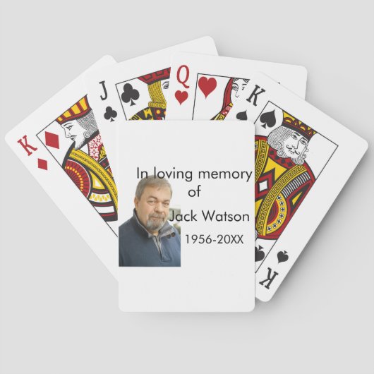 In liefdevolle herinnering van naam jaar foto mode pokerkaarten (Achterkant)