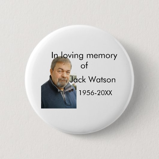 In liefdevolle herinnering van naam jaar foto mode ronde button 5,7 cm (Voorkant)