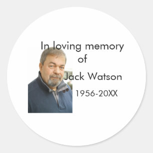 In liefdevolle herinnering van naam jaar foto mode ronde sticker
