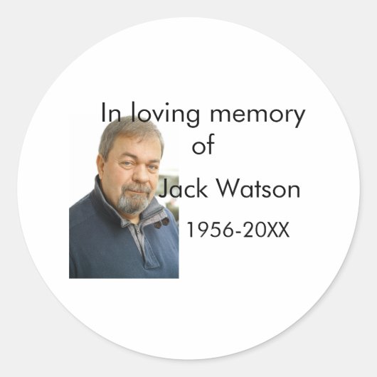 In liefdevolle herinnering van naam jaar foto mode ronde sticker (Voorkant)