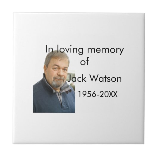 In liefdevolle herinnering van naam jaar foto mode tegeltje (Voorkant)