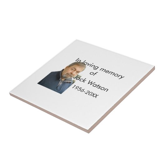 In liefdevolle herinnering van naam jaar foto mode tegeltje (Zijkant)